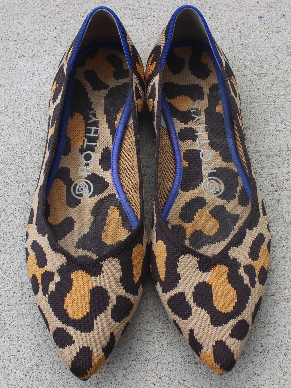 Rothy's The Point Leopard Print Flats Sz 7.5